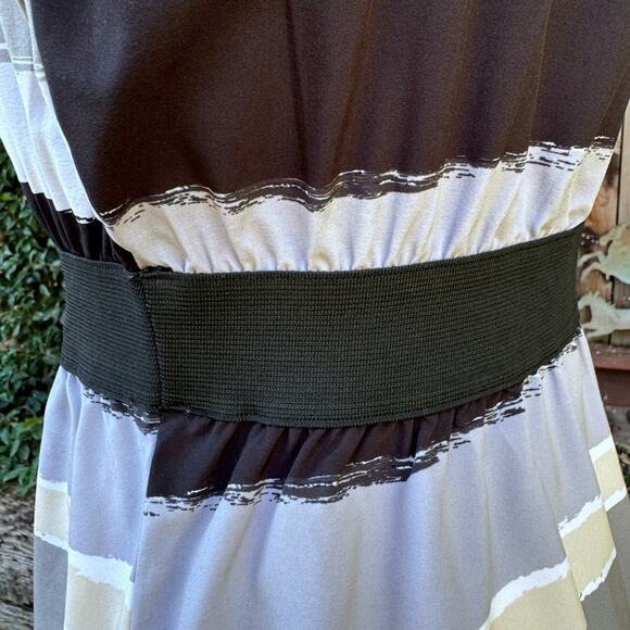 Guess Zip Front Top Black & Grey Elastic Waist Top Blouse Women’s Medium - Picture 6 of 10